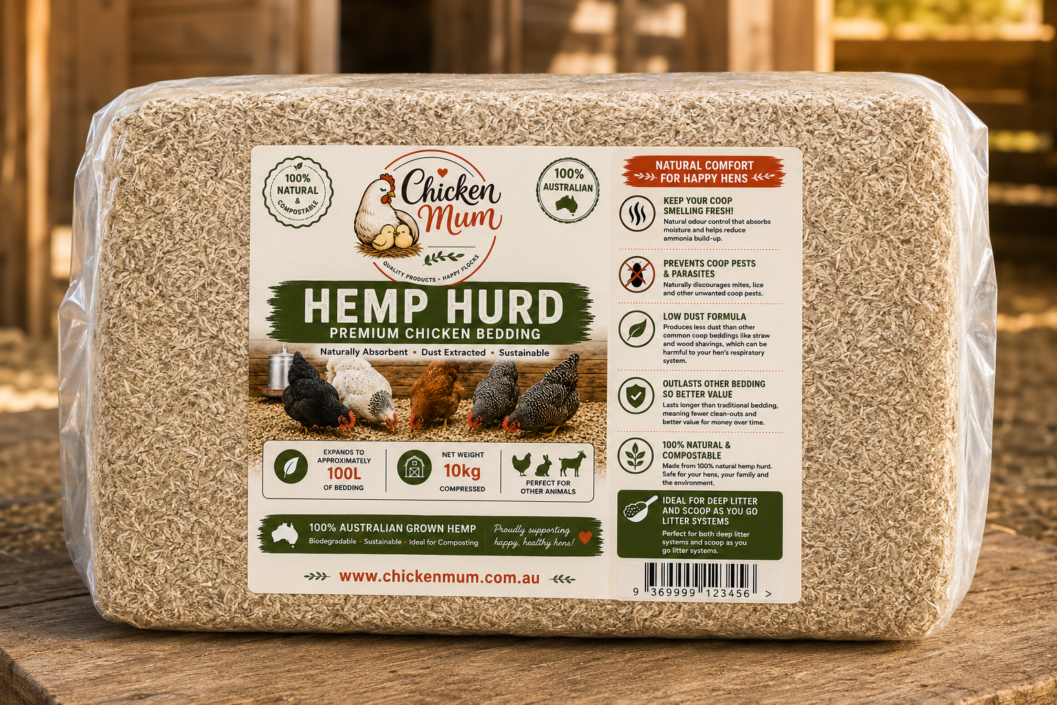 Premium Australian Hemp Hurd Chicken Bedding